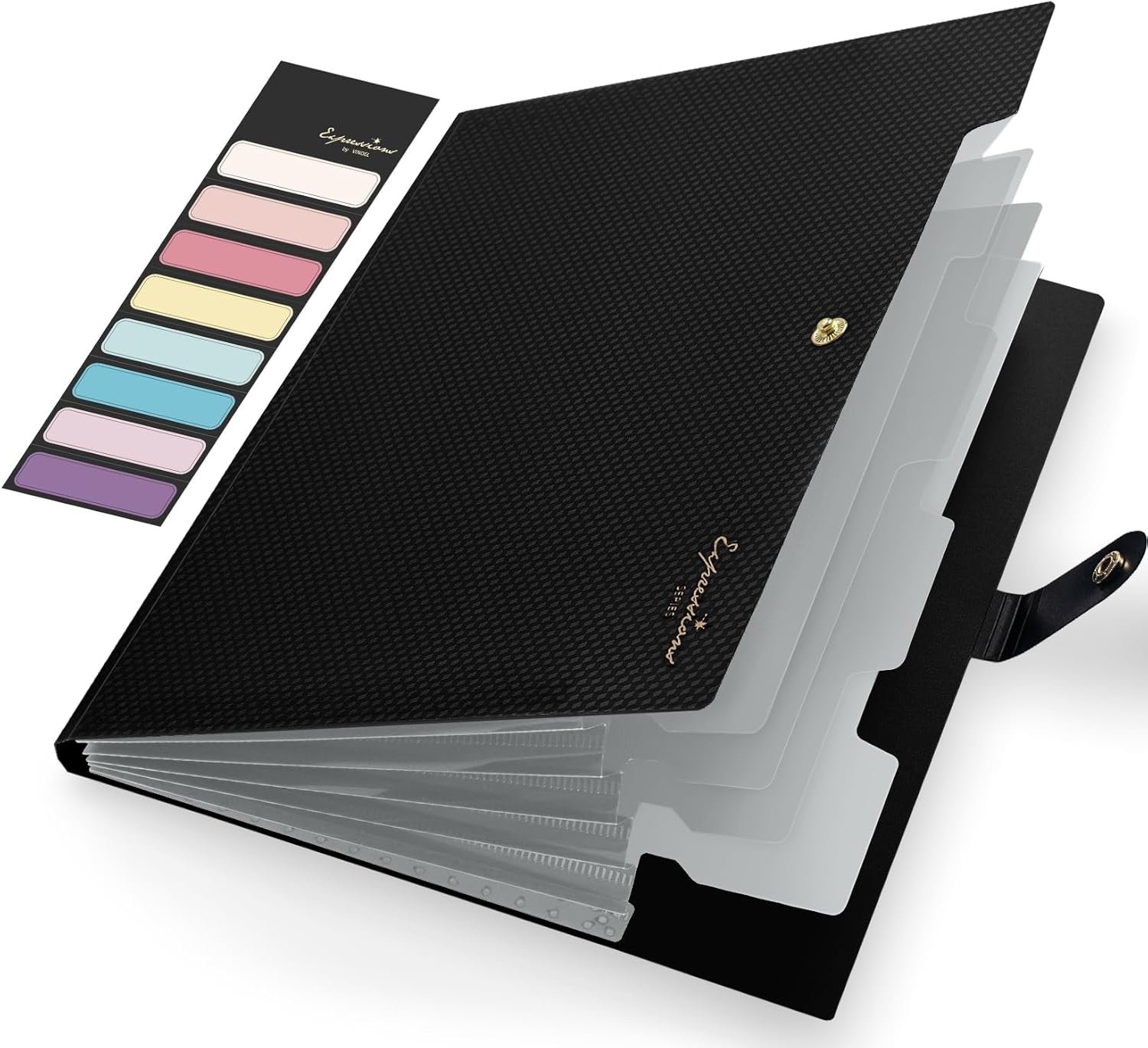 Sooez Expanding File Folder, Letter Size Accordion File Organizer, 5 Pocket Folder for Documents, Portable Organizer for School Office Supplies, Black - Image 2