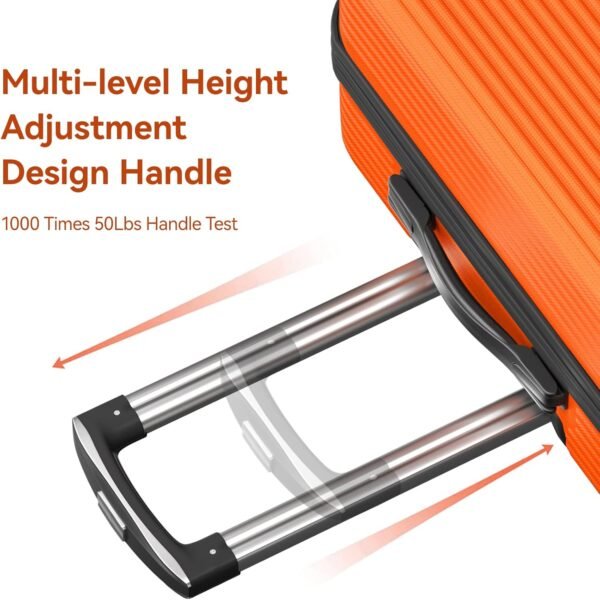 Luggage Sets Lightweight 3 Piece Luggage Set ABS Suitcase Sets with Spinner Wheels TSA Lock,Orange,3 Piece Set (20/24/28) - Image 5