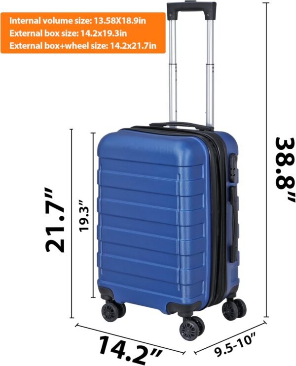 22 Inch Hardside Expandable Luggage ,Carry On Luggage With Spinner Wheels,Travel Suitcase Deep Blue - Image 3
