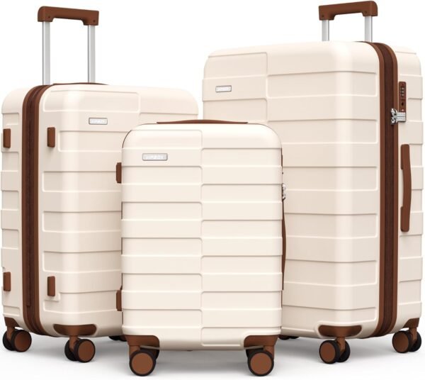 Luggage Sets 3 Piece Hardside (3-YEARS VIP SERVICE) Expandable Ultra Durable Polycarbonate Lightweight Carry On Travel Suitcase with TSA Lock Spinner Wheels, Elegant White - Image 2