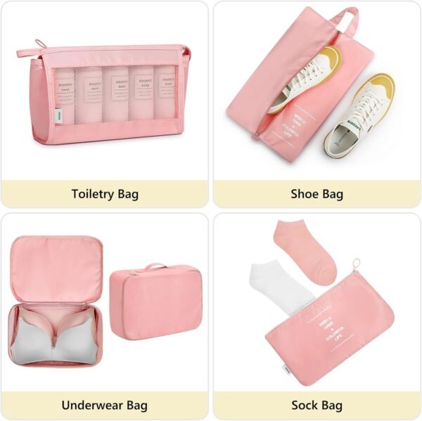 Mossio 8 Set Packing Cubes with Shoe Bag - Travel Luggage Organizer for Suitcase Clothes Storage Bag - Image 6