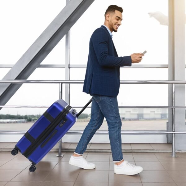 3 Piece Luggage Set, PC+ABS Lightweight Suitcase Sets with Spinner Wheels, Expandable Hardside Carry-On Luggage with TSA Lock Blue (20/24/28) - Image 10