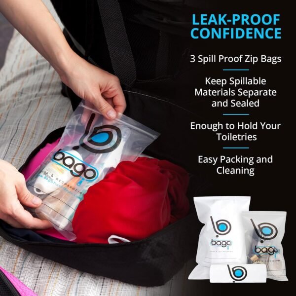 bago 8 Pcs Packing Cubes for Travel - 5 Travel Packing Cubes for Suitcases with 3 ZipLock Bags - Luggage Organizer Bags to Get Maximum Storage, Save Time & Effort to Pack (Green Red Purple Yellow) - Image 8