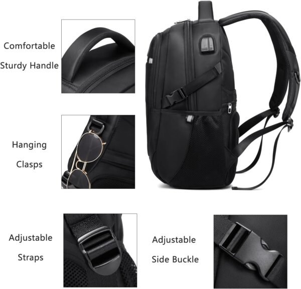 Travel Backpack,30L Laptop Backpacks for Men Women, Water Resistant Backpack Airline Approved Business Work Bag with USB Charging Port Fits 15.6 Inch Computer, Black - Image 5