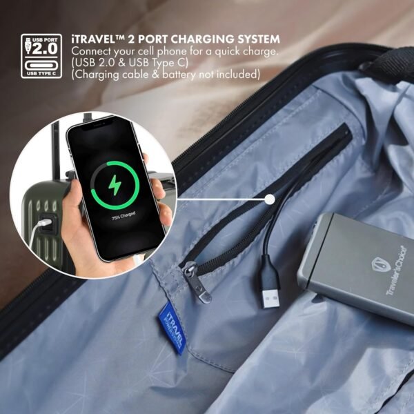 Traveler's Choice Mykel Front Pocket Polycarbonate Hardside Suitcase with Sleeve and Ergonomic Handle, Green, Carry-On 22-Inch - Image 5