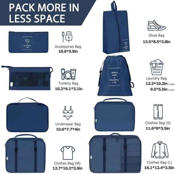 KPX Packing Cubes for Travel, Travel Luggage Packing Organizers, Travel Accessories Large Toiletries Bag for Clothes Shoes Cosmetics Toiletries - Image 3