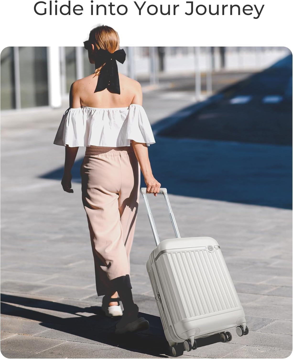 BAGSMART Carry On Luggage 22x14x9 Airline Approved with Spinner Wheels, Travel TSA Approved 100% PC Hard Shell Suitcases, 20 Inch Expandable Luggage with TSA Lock, Beige - Image 8