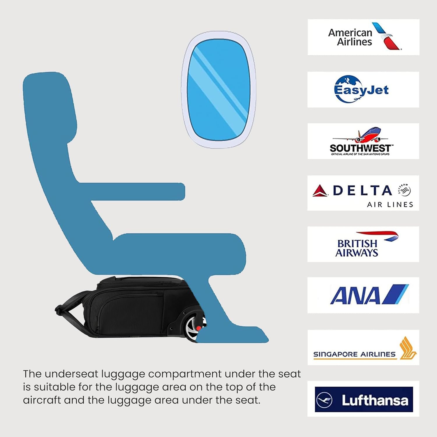 Carry-On Underseat Luggage with Wheels,18 inch Carry-on Luggage for Airlines,Underseat Lightweight Suitcase for Women,Softside Overnight Luggage for Business Travel - Image 3