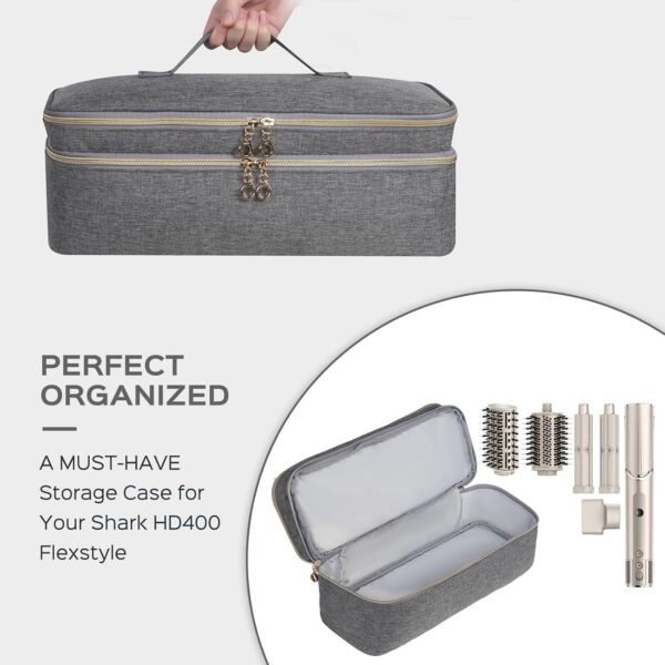 Double-Layer Travel Carrying Case for Revlon One-Step Hair Dryer and Volumizer Hot Air Brush, Portable Storage Organizer Bag Compatible with Shark FlexStyle/Dyson Airwrap Styler (Grey) - Image 3
