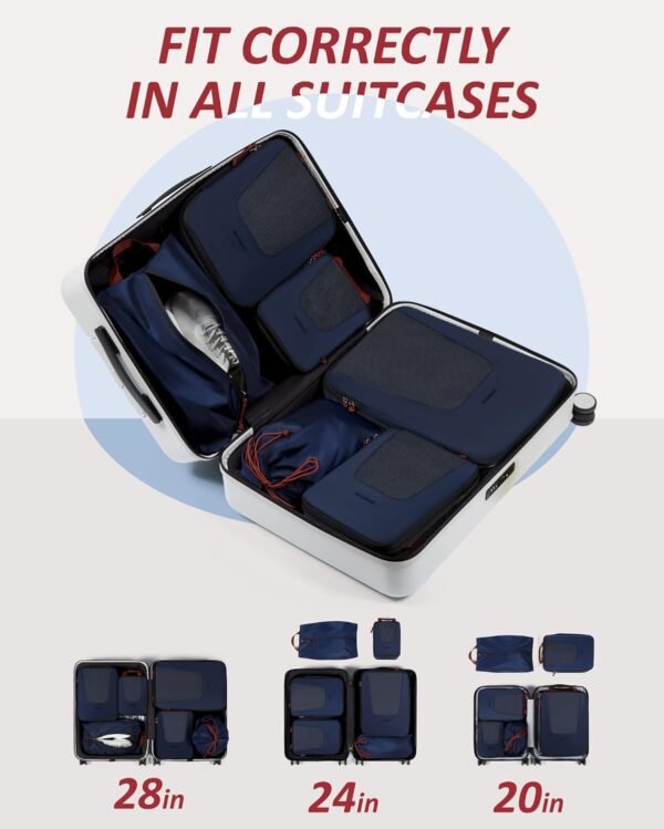 BAGSMART Compression Packing Cubes for Travel, 6 Set Travel Packing Cubes for Suitcases, Compression Suitcase Organizer Bags Set for Travel Essentials, Lightweight Packing Organizers - Image 4