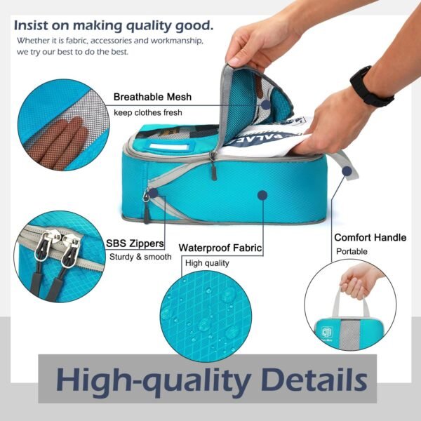 4/6 Set Compression Packing Cubes with lable for Travel, Expandable Packing Organizers, Carry On Luggage Suitcase Organizer Bags - Image 5