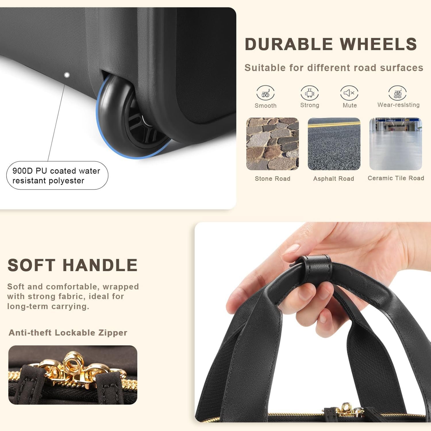 Small Underseat Carry On Luggage with Wheels, Lightweight Travel Airline Approved Personal Item Bag, Multiple Compartments Carry-On Rolling Suitcase for Women, Black Gold - Image 10