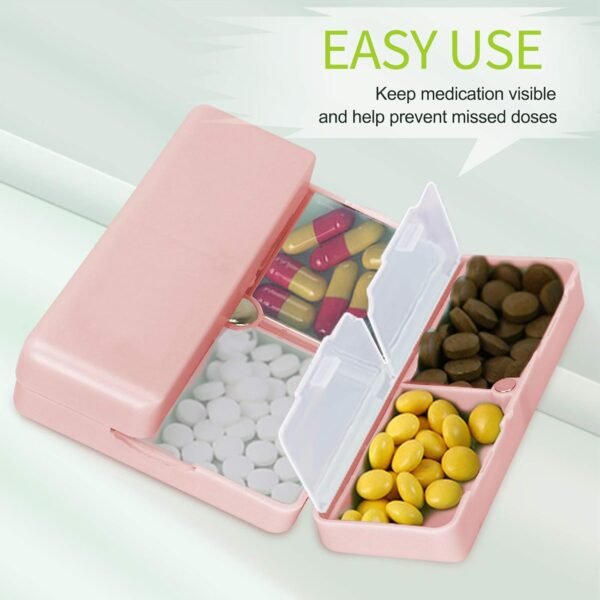 FYY Daily Pill Organizer, 7 Compartments Portable Pill Case Travel Pill Organizer,[Folding Design] Pill Box for Purse Pocket to Hold Vitamins,Cod Liver Oil,Supplements and Medication-Pink - Image 5
