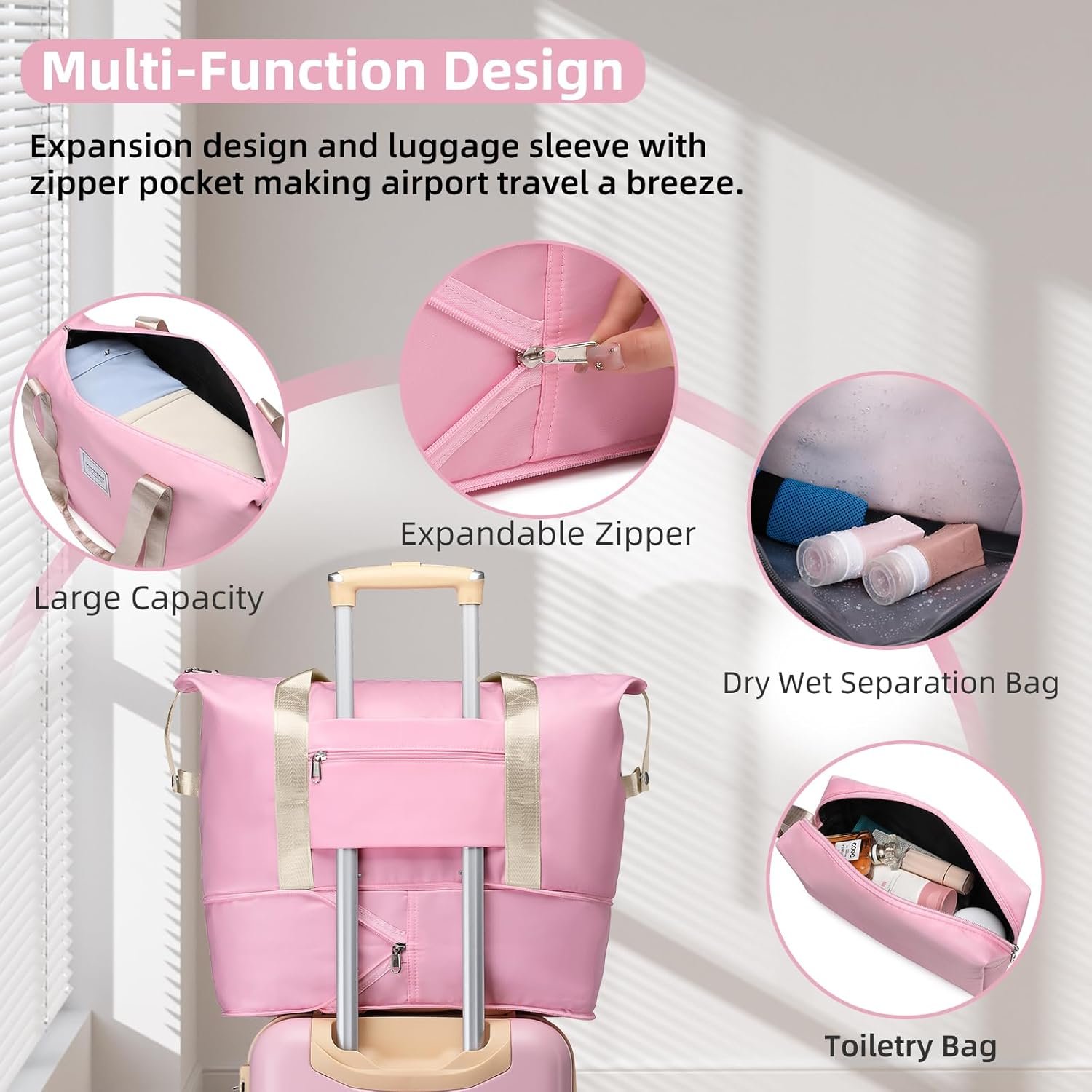 LARVENDER Luggage Sets 6 Piece, Expandable Luggage Hardshell Suitcase Sets with Spinner Wheels TSA Locks, Vintage Travel Luggage Set Clearance for Men and Women, Pink - Image 7