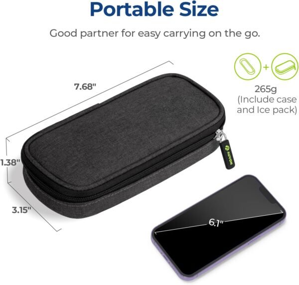 AUVON Insulin Pen Cooler Travel Case with 2 x 90g TSA Approved Ice Packs, Diabetic Medication Insulated Cooling Bag for Insulin Pens and Diabetic Supplies Storage, Compact for Daily Life and Trips - Image 9