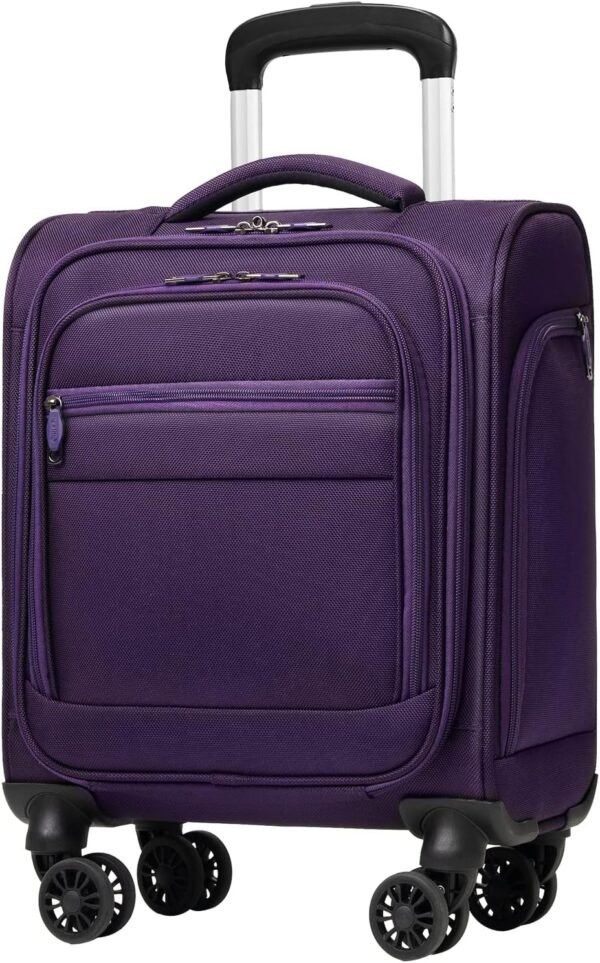 Coolife Underseat Carry On Luggage Suitcase Softside Lightweight Rolling Travel Bag Spinner Suitcase Compact Upright 4 Dual Wheel Bag - Image 2