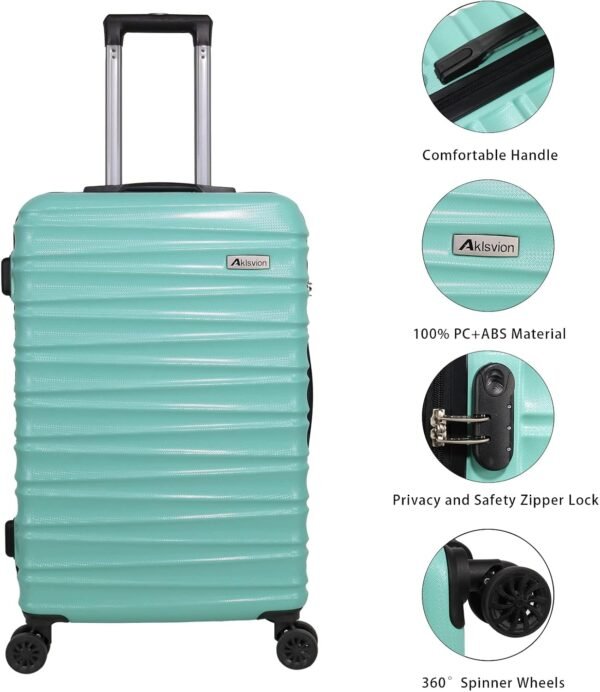 Luggage Sets 3 Piece(20/24/28)-Suitcase Set- Luggage with Wheels-PC + ABS Durable Lightweight Rotating hardshell suitcase 5PCS(Mint Green)… - Image 3