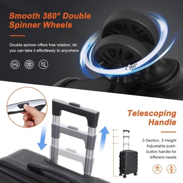 SIMPLI-MAGIC Luggage Set Suitcase Set with Spinner Hardshell Lightweight TSA Lock (5 Piece Set) - Image 5