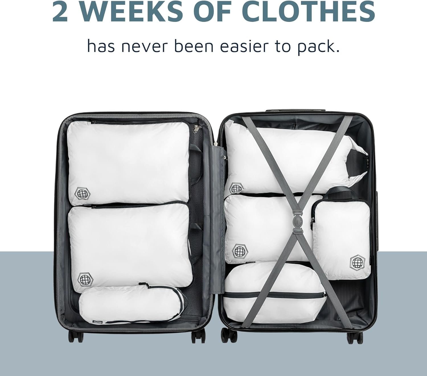 Extra Large Compression Packing Cubes for Travel-Extra Packaging Cube Luggage Organizers 7 Piece Set-Ultralight, Expandable/Compression Bags Clothes (White/Grey) - Image 5
