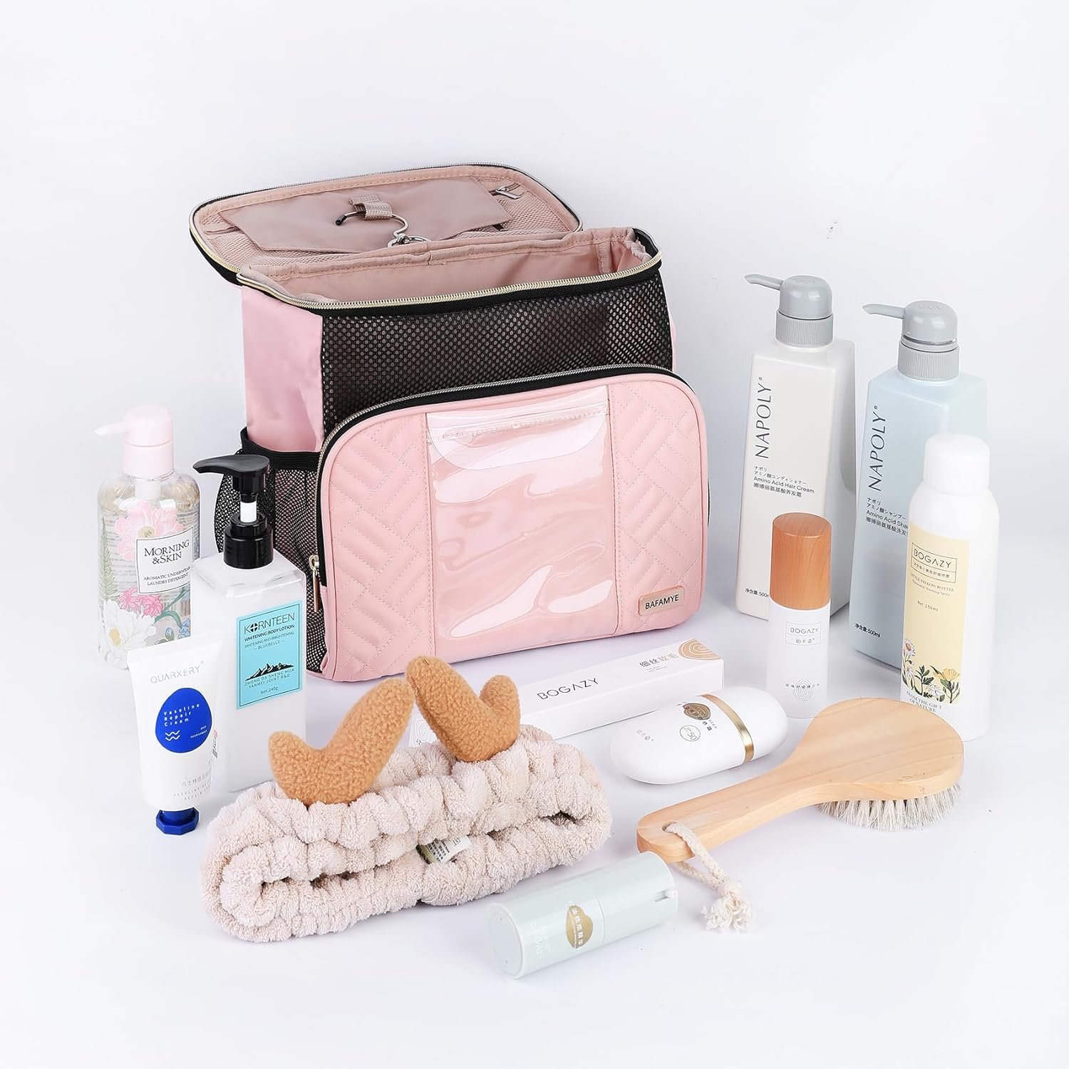 Women's Hanging Travel Toiletry Bag - Large, Durable, Multipurpose and TSA Approved for the Modern Traveling Woman, Pink - Image 5