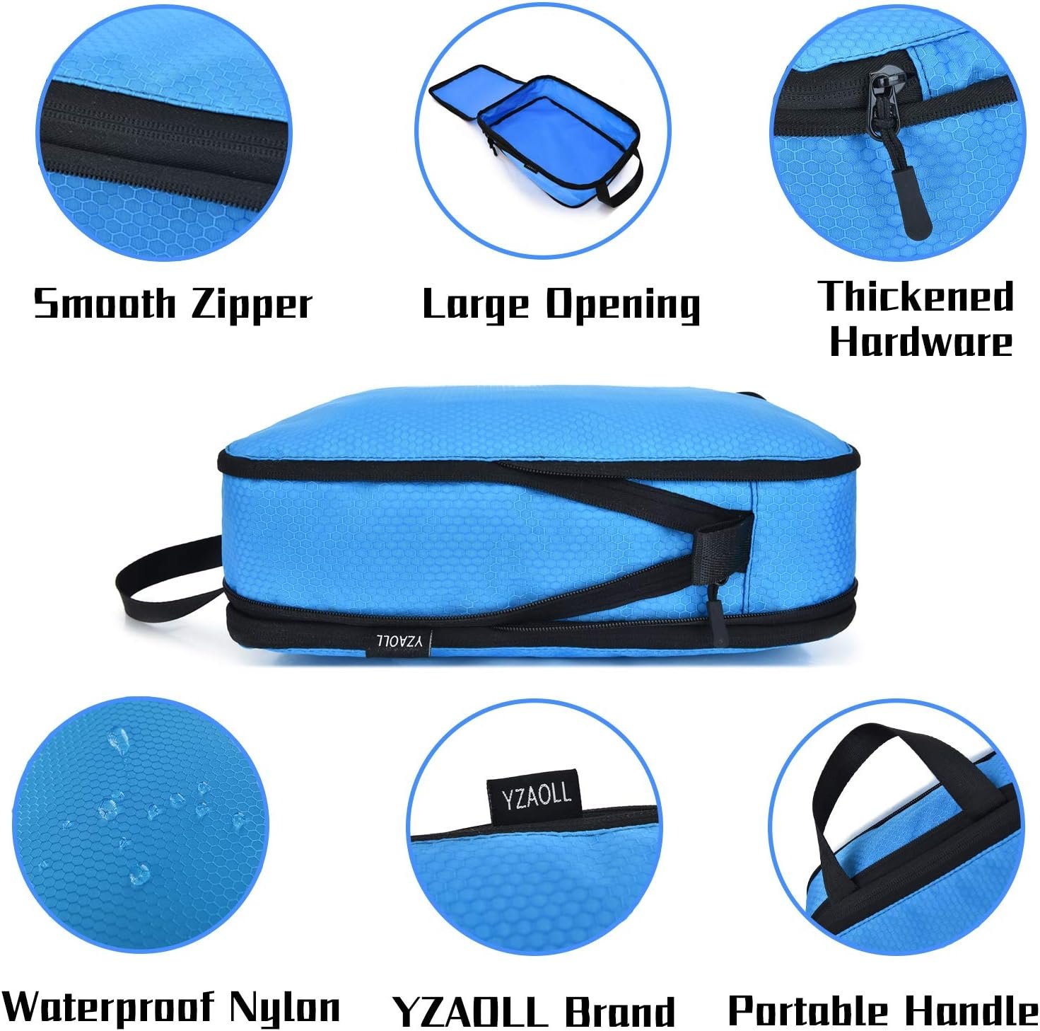 YZAOLL Compression Packing Cubes for Travel Small Expandable Packing Organizers 3pcs Set Blue - Image 8