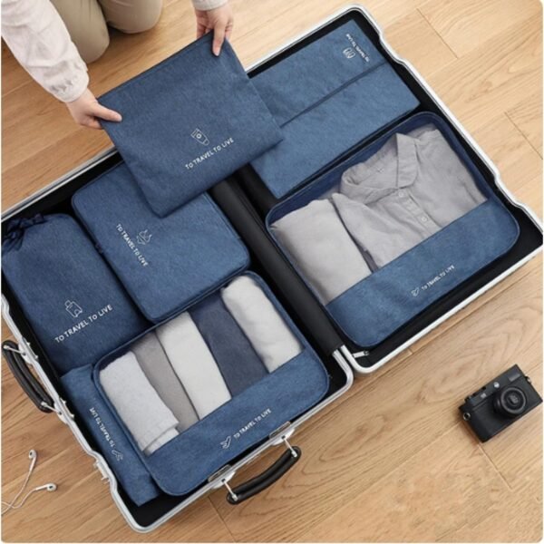 7 Pcs Set Travel Packing Cubes for Suitcases | Compression Packing Cubes for Luggage | Lightweight Packing Organizers | Organizer Cubes for Travel Essentials | Travel Accessories (Dark Blue) - Image 8