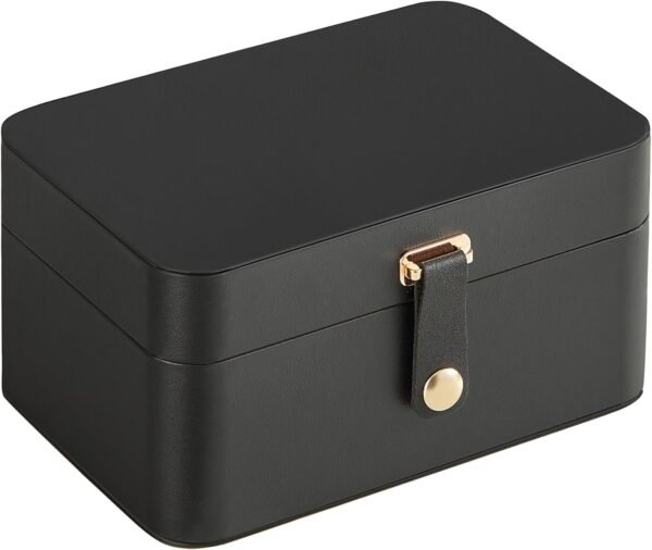 SONGMICS Jewelry Box, Travel Jewelry Case, 2-Layer Jewelry Holder Organizer, 4.6 x 6.3 x 3 Inches, Portable, Versatile Earring Storage, for Larger Accessories, Gift Idea, Ink Black UJBC166B01 - Image 9