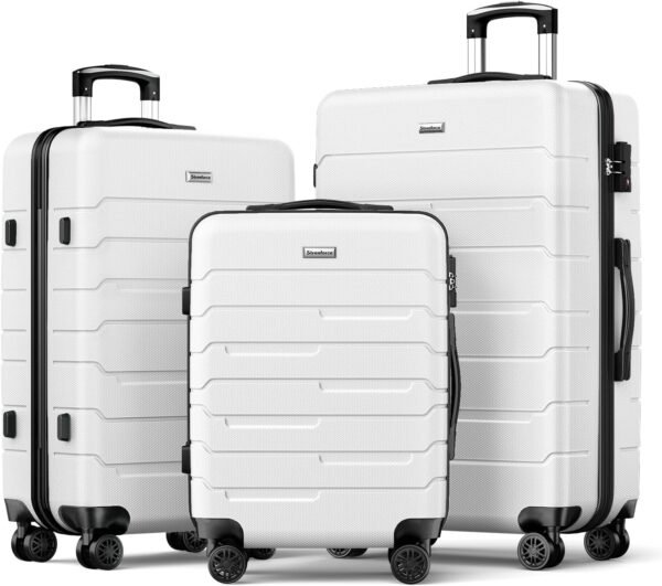 Luggage Sets 20/24/28 inch Lightweight Suitcase Sets with Double Spinner Wheels TSA Lock For Travel Trips, white - Image 2