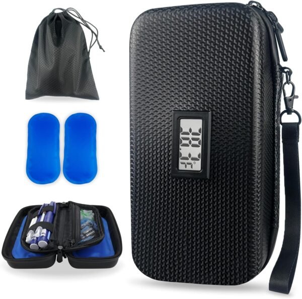 ZCH Insulin Cooler Travel Case Insulin Pen Travel Case with Temperature Display Medication Cooler for Travel Diabetic Supplies Refrigerated Medicine Travel Case with 2 TSA Approved Ice Packs - Image 2