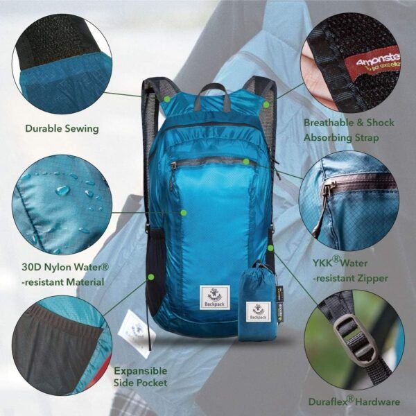 4Monster Hiking Daypack,Water Resistant Lightweight Packable Backpack for Travel Camping Outdoor - Image 3