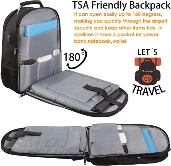 LTINVECK Extra Large 50L Travel Laptop Backpack, Blue, Unisex, Backpack with USB Charging Port, TSA Friendly, Durable, Heavy Duty, 17 Inch Laptop - Image 3