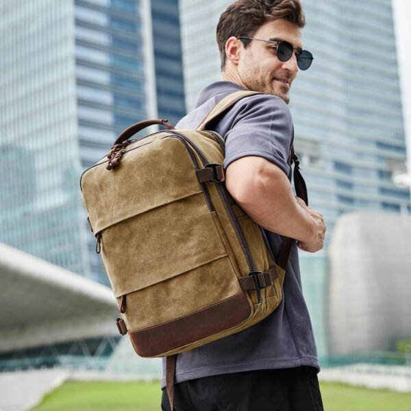 Travel Backpack for Men Carry On Backpack Flight Approved Personal Item Backpack, 17 inch Laptop Backpack Casual Daypack Weekender Business Hiking Backpack, Brown - Image 3