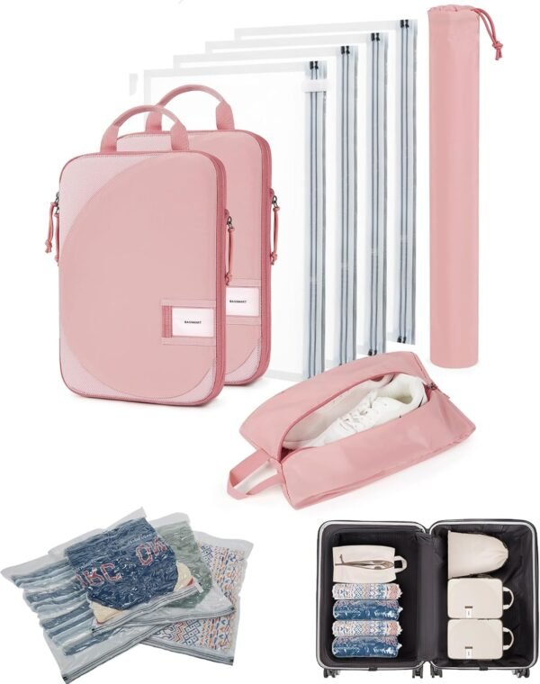 BAGSMART Packing Cubes for Suitcases, 8 Set Suitcase Organizer Bags Set & Vacuum Storage Bags for Travel - Image 2