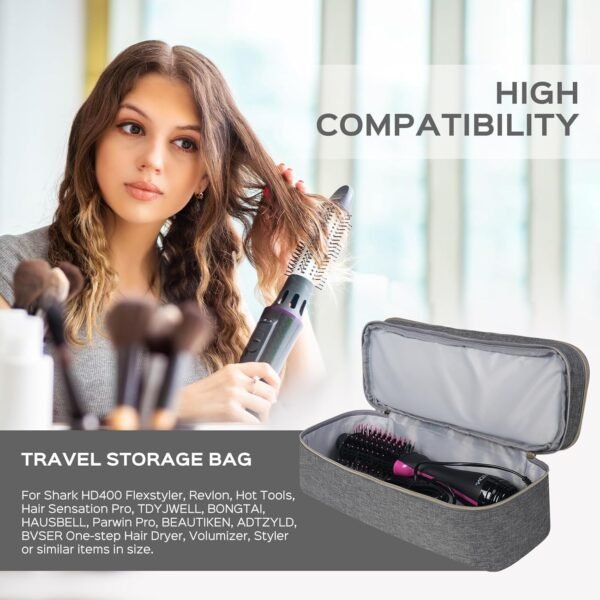 Double-Layer Travel Carrying Case for Revlon One-Step Hair Dryer and Volumizer Hot Air Brush, Portable Storage Organizer Bag Compatible with Shark FlexStyle/Dyson Airwrap Styler (Grey) - Image 6