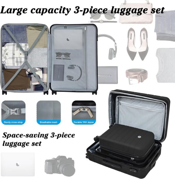 Classic Light Weight Hardside Expandable Spinner Wheels Luggage Suitcase W/TSA Lock, Black, 3 Piece Set - Image 7