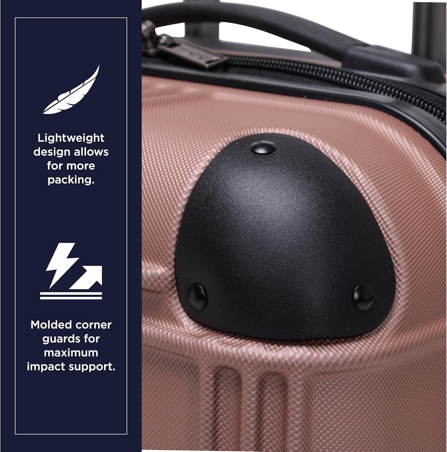 Ben Sherman Nottingham Lightweight Hardside 4-Wheel Spinner Travel Luggage, Rose Gold, 20-Inch Carry On - Image 6