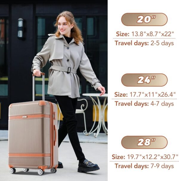 Merax Hardside Rugged Travel Suitcase Luggage with 8 Spinner Wheels, Collision-Protection Angle, 3-Piece Set, TSA Lock, Expandable, Carry-On Luggage (20/24/28, Coppery) - Image 7