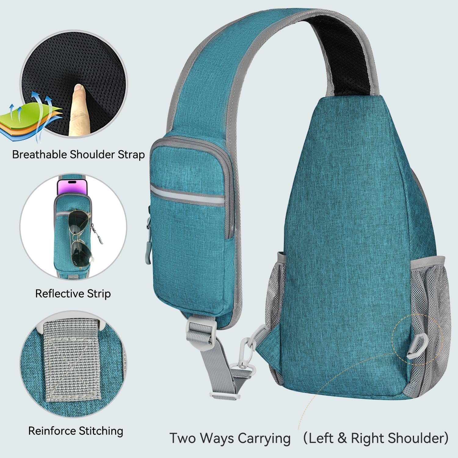 Voova Crossbody Sling Backpack Sling Bag for Men Women, Travel Hiking Chest Bag Daypack, Small over the Shoulder Backpack - Image 5