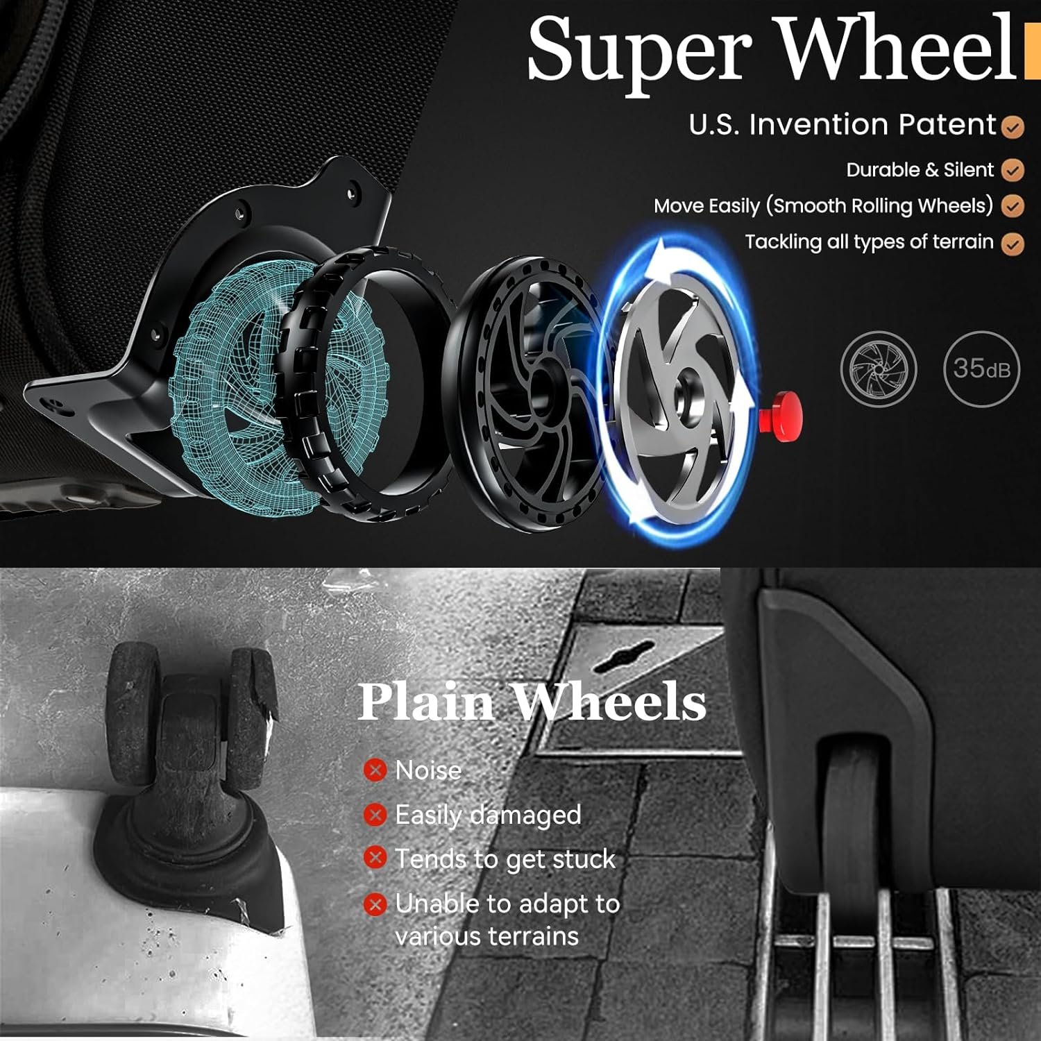 Carry-On Underseat Luggage with Wheels,18 inch Carry-on Luggage for Airlines,Underseat Lightweight Suitcase for Women,Softside Overnight Luggage for Business Travel - Image 4