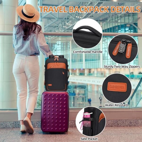 Travel Laptop Backpack,42L Carry on Luggage, Flight Approved Expandable Backpack,Business Anti Theft Weekender Bags for Women Men, Water Resistant Expandable Backpacks With 4 Packing Cubes - Image 7