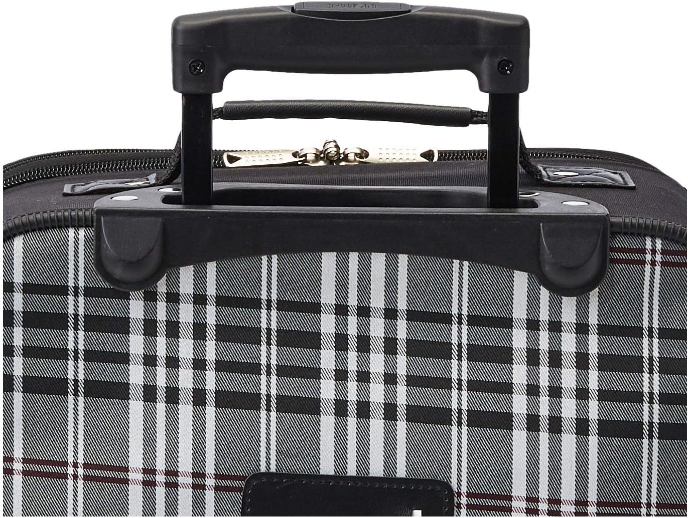 Rockland Fashion Softside Upright Luggage Set, Expandable, Black Plaid, 2-Piece (14/19) - Image 8