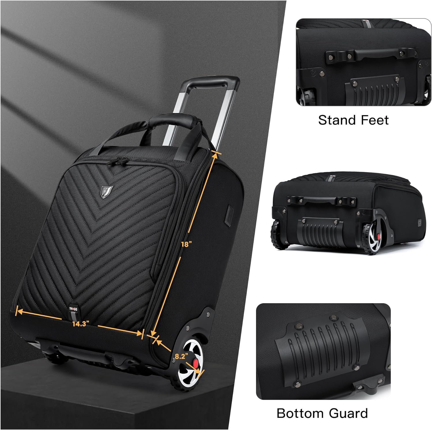 Carry-On Underseat Luggage with Wheels,18 inch Carry-on Luggage for Airlines,Underseat Lightweight Suitcase for Women,Softside Overnight Luggage for Business Travel - Image 6