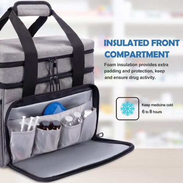 Large Medicine Storage Bag, Double Layer Pill Bottle Organizer Storage Bag with Lockable Zipper, Medication Travel Bag Carrying Case for Men Women - Image 5
