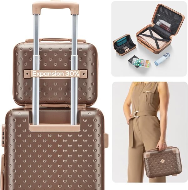 Joyway Carry on Luggage 20 Inch Suitcase Set 3 Piece with Spinner Wheels,Hardside Carry on suitcase 22x14x9 Airline Approved with Combination Lock(20-Inch, Brown) - Image 4