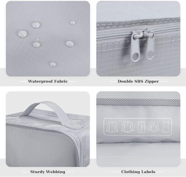 Mossio 6 Set Packing Cubes with Shoe Bag - Lightweight Travel Luggage Suitcase Organizers - Image 4