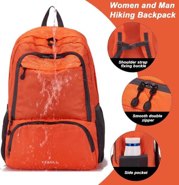 YZAOLL 30L Lightweight Packable Travel Hiking Backpack Daypack Foldable Backpack Water Resistant Daypack for Women Men - Image 4