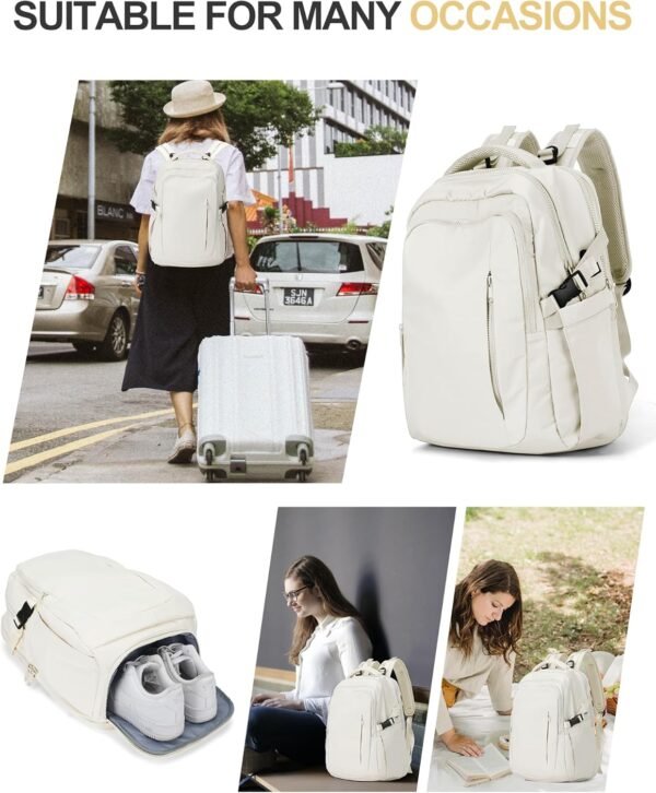 suwasp Large Travel Backpack for Women Men Airline Approved Carry On Personal Item Backpack Bag Frontier Airlines Personal Item Bag Flight Approved Luggage Backpack - White - Image 8