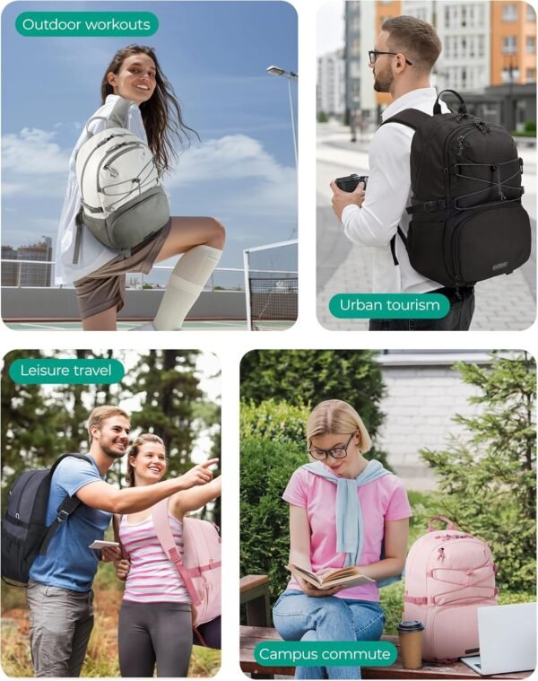 BAGSMART Travel Backpack, 15.6" Outdoor Gym Backpack for Men Women, Stylish Casual Backpack Weekender Sport Backpack Carry On Backpack for Flight, College, Outdoor,Black - Image 3