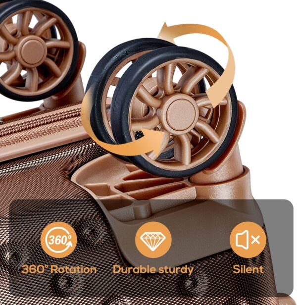 Joyway Carry on Luggage 20 Inch Suitcase Set 3 Piece with Spinner Wheels,Hardside Carry on suitcase 22x14x9 Airline Approved with Combination Lock(20-Inch, Brown) - Image 3