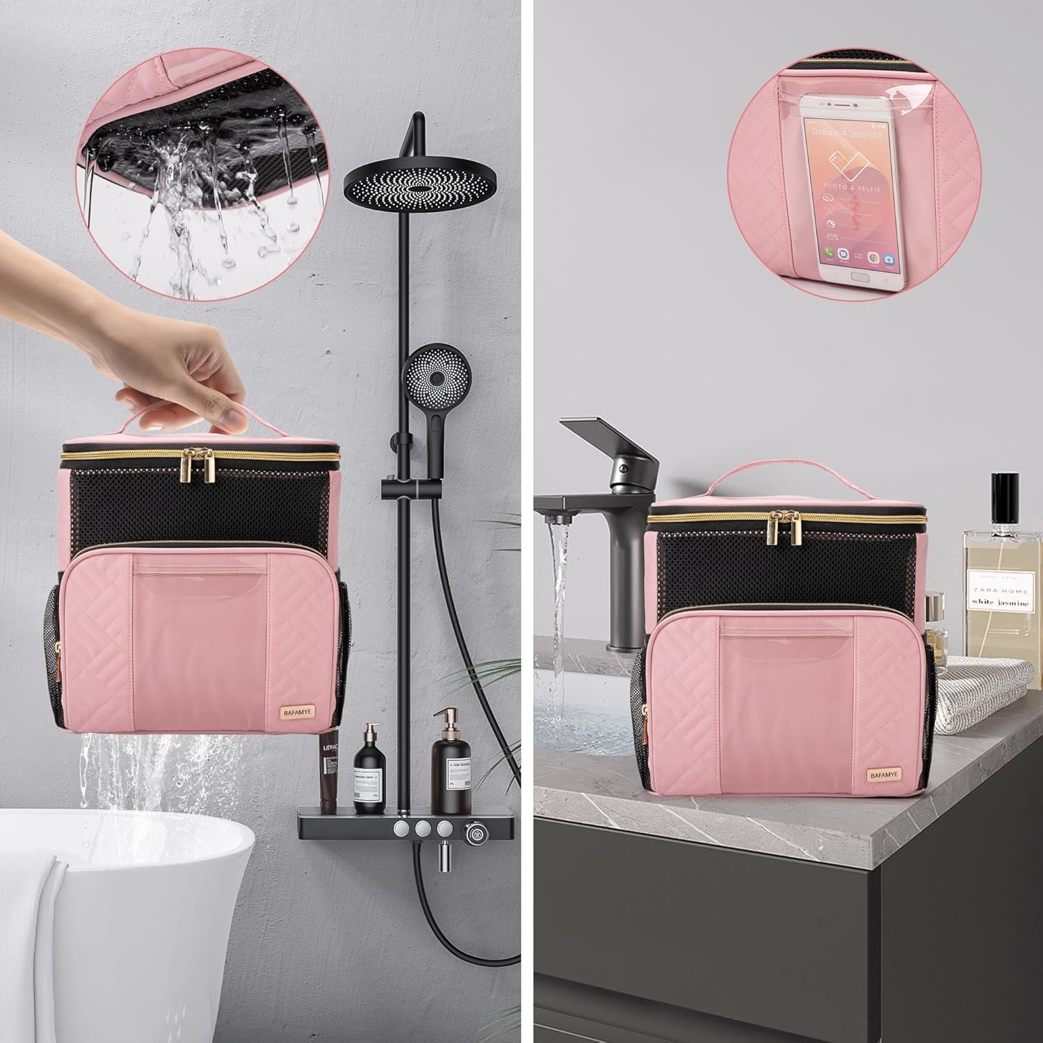 Women's Hanging Travel Toiletry Bag - Large, Durable, Multipurpose and TSA Approved for the Modern Traveling Woman, Pink - Image 8